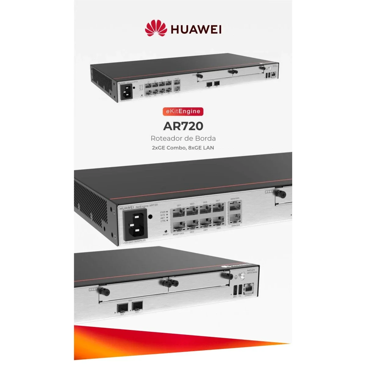 راوتر للمؤسسات HUAWEI NetEngine AR720 مع 2x GE Combo WAN و8x GE LAN - Thumbnail 2