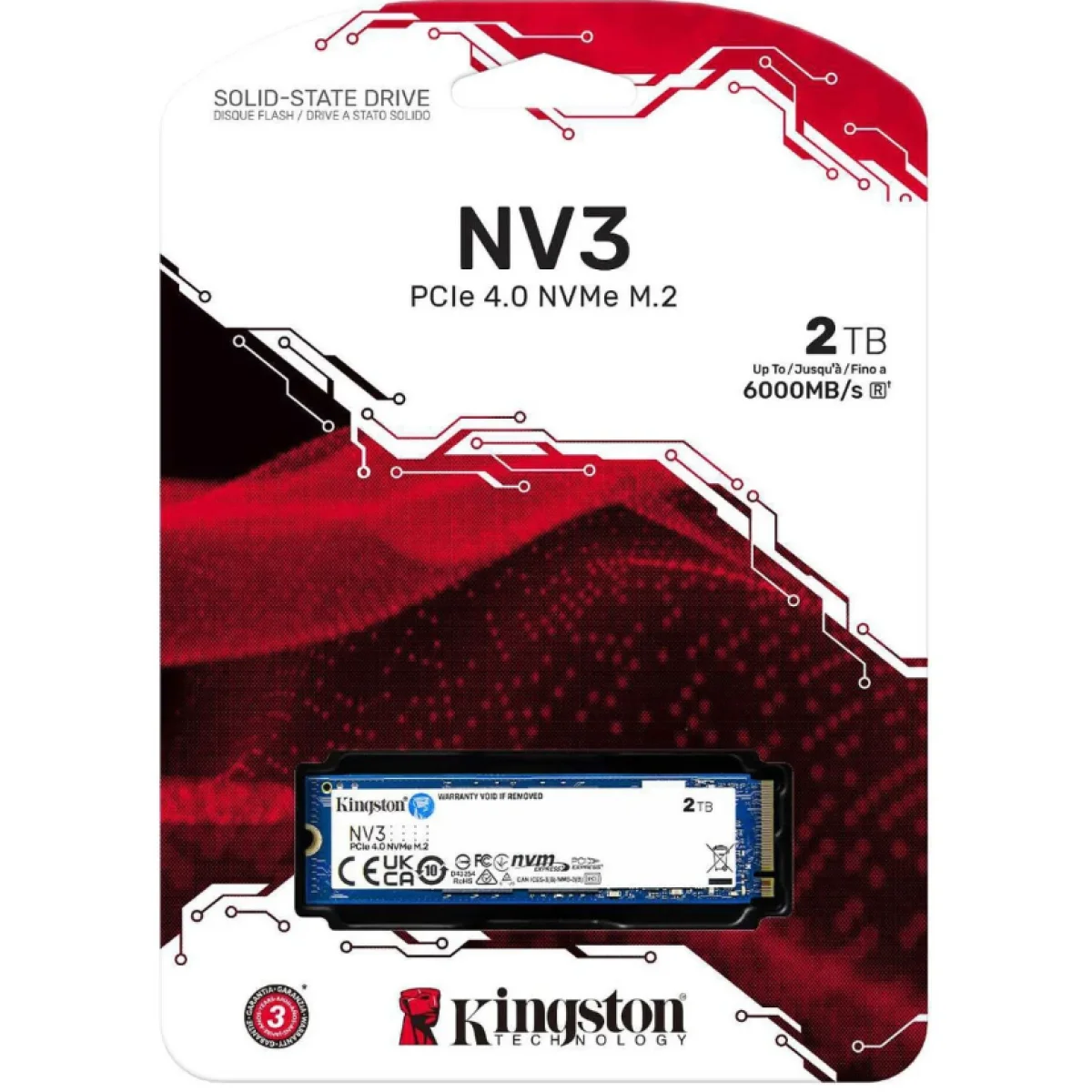 Kingston NV3 2TB M.2 2280 NVMe PCIe 4.0 x4 SSD, Up to 6000 MB/s