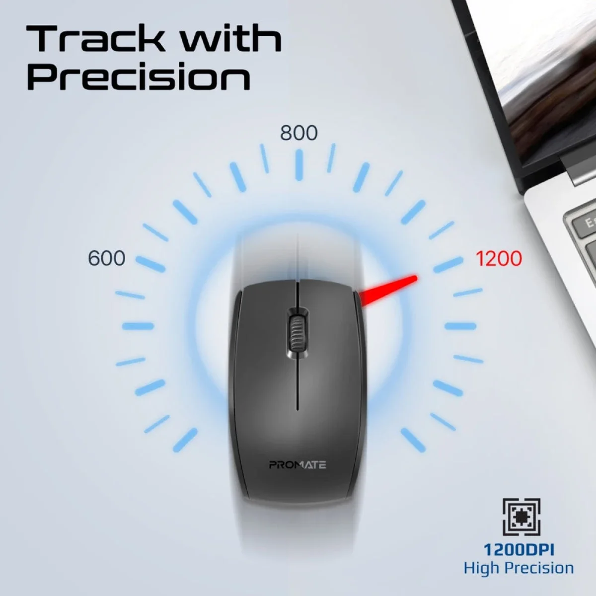 مجموعة لوحة مفاتيح وفأرة لاسلكية مريحة Promate ProCombo-14 باللون الأسود - Image 8