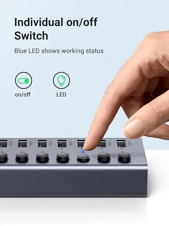 موزع Ugreen 90307 USB-C إلى 7 منافذ USB-A مع محطة شحن - Image 6