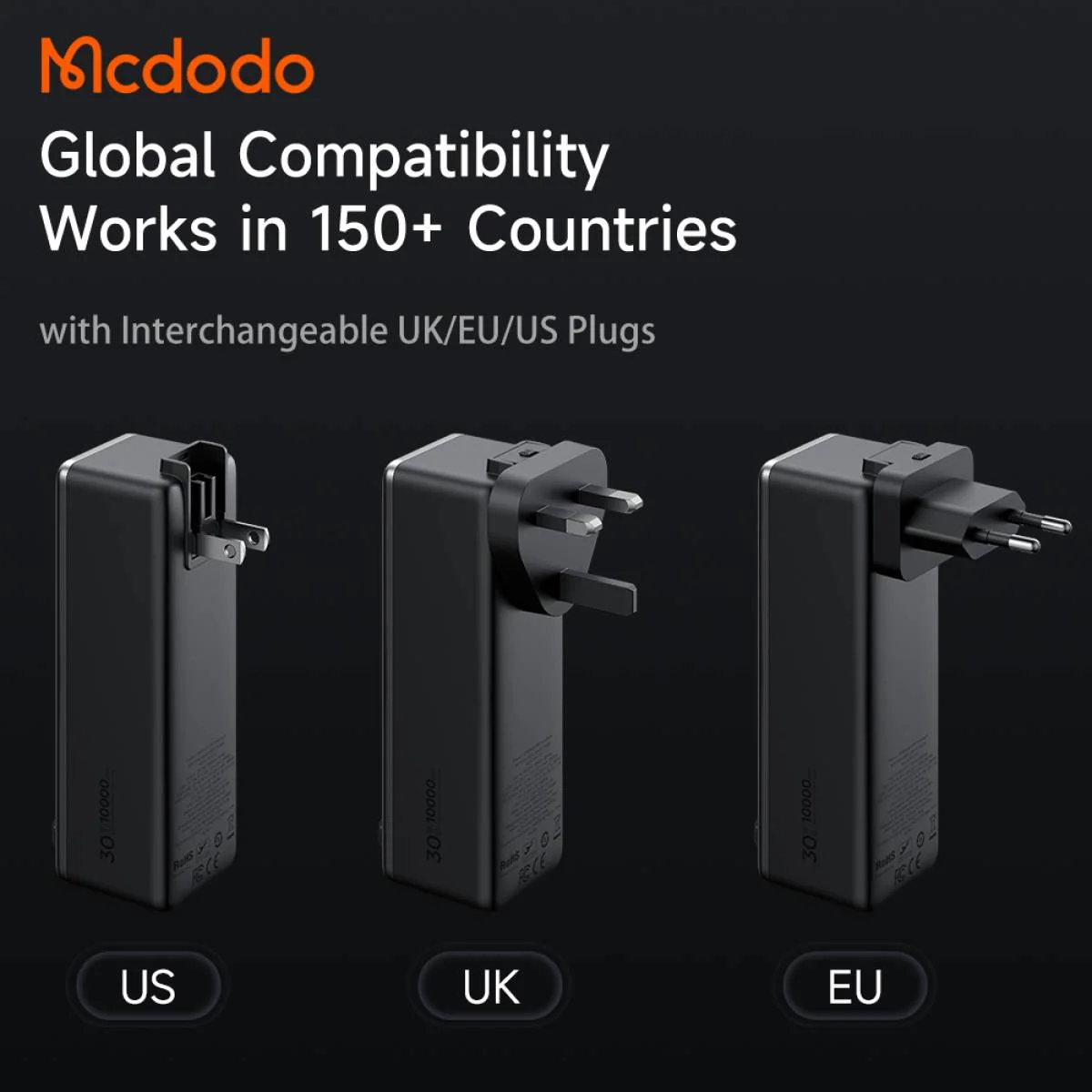 باور بانك Mcdodo 318 سعة 10000mAh بقدرة 30W 3 في 1 مع كابل قابل للسحب وقوابس قابلة للتبديل - Image 3