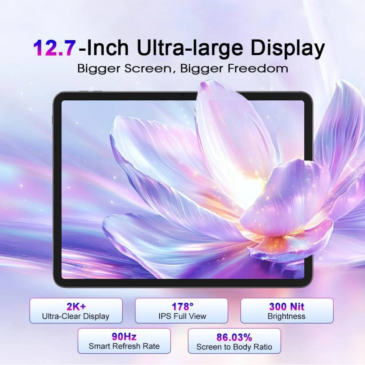تابلت ألعاب BlackView Link 8 بشاشة 12.7 إنش، Android 15، Helio G100، رام 6+12GB، 256GB، 90Hz، 2K+، أزرق Dawn Blue - Thumbnail 2