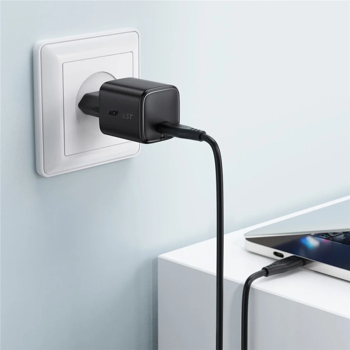 ACEFAST A119 45W USB-C GaN PD Wall Charger with EU Plug - Black - Image 5