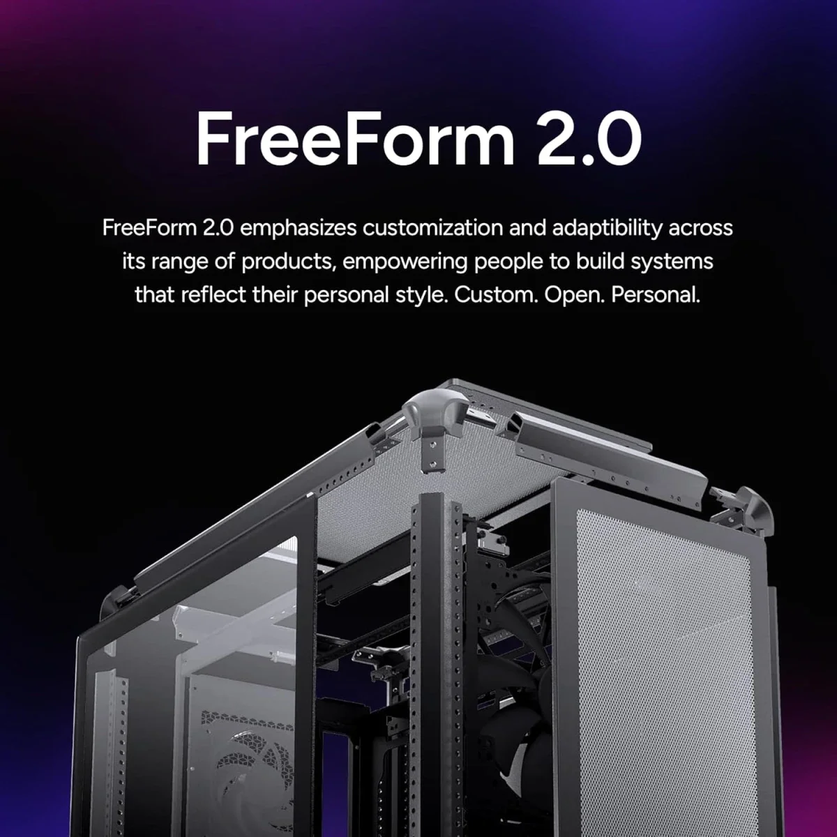 Cooler Master MasterFrame 500 Mesh ATX Mid-Tower PC Case with 360mm Radiator Support, USB-C, Black - Thumbnail 2