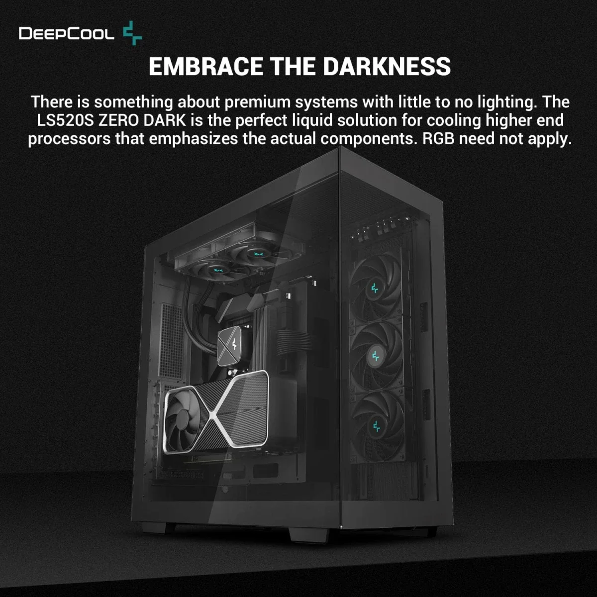 مبرد سائل للمعالج DeepCool LS520S ZERO DARK AIO مقاس 240mm بسرعة 3100RPM وقدرة 280W أسود - Image 3