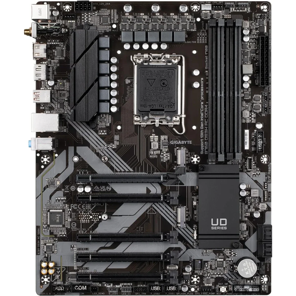 GIGABYTE B760 DS3H AX DDR4 ATX Motherboard, LGA 1700, PCIe 4.0, Wi-Fi - Thumbnail 2