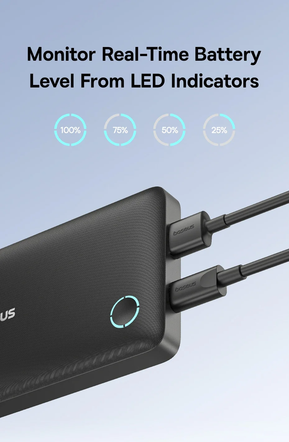 باور بانك Baseus EnerFill FP11 بسعة 10000mAh وشحن سريع 15W أسود - Thumbnail 14