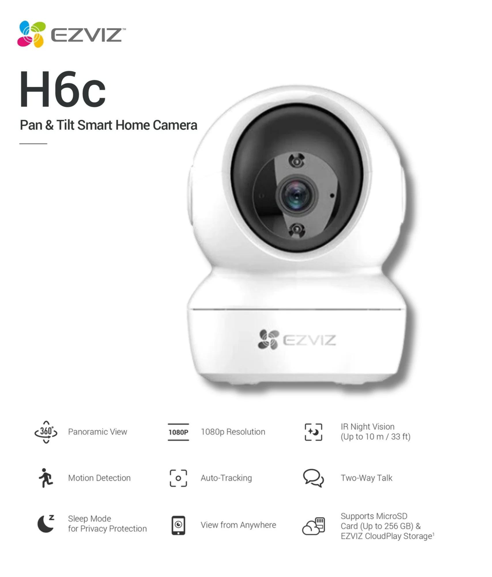 Ezviz H6C Pan & Tilt Smart Home Camera 2K+ 360° Motion Detection Auto Tracking Night Vision 2-Way Audio - Thumbnail 7