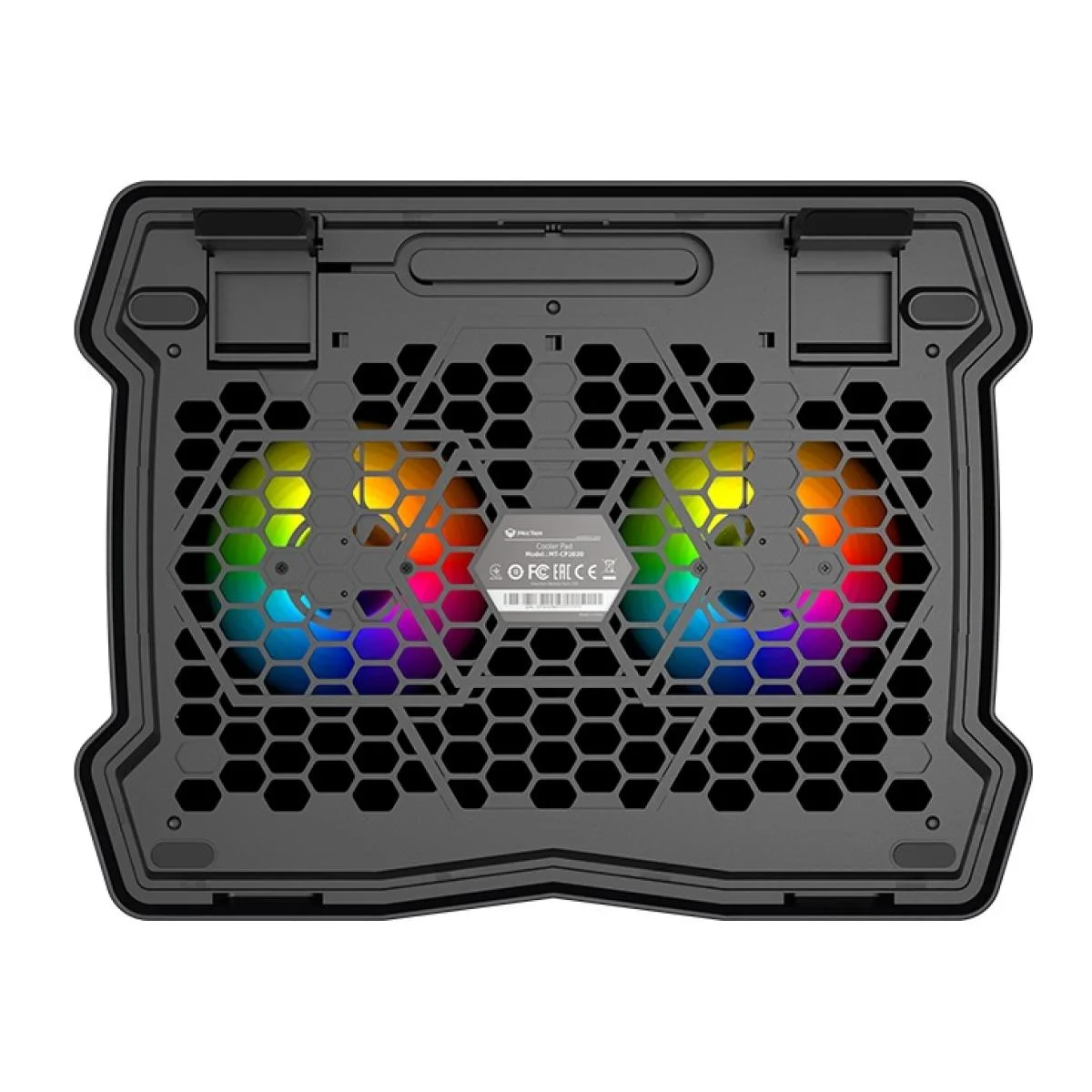 قاعدة تبريد لابتوب Meetion CP2020 بإضاءة LED لأجهزة 9-14 إنش مع مروحتين هادئتين ومنفذي USB - Image 3