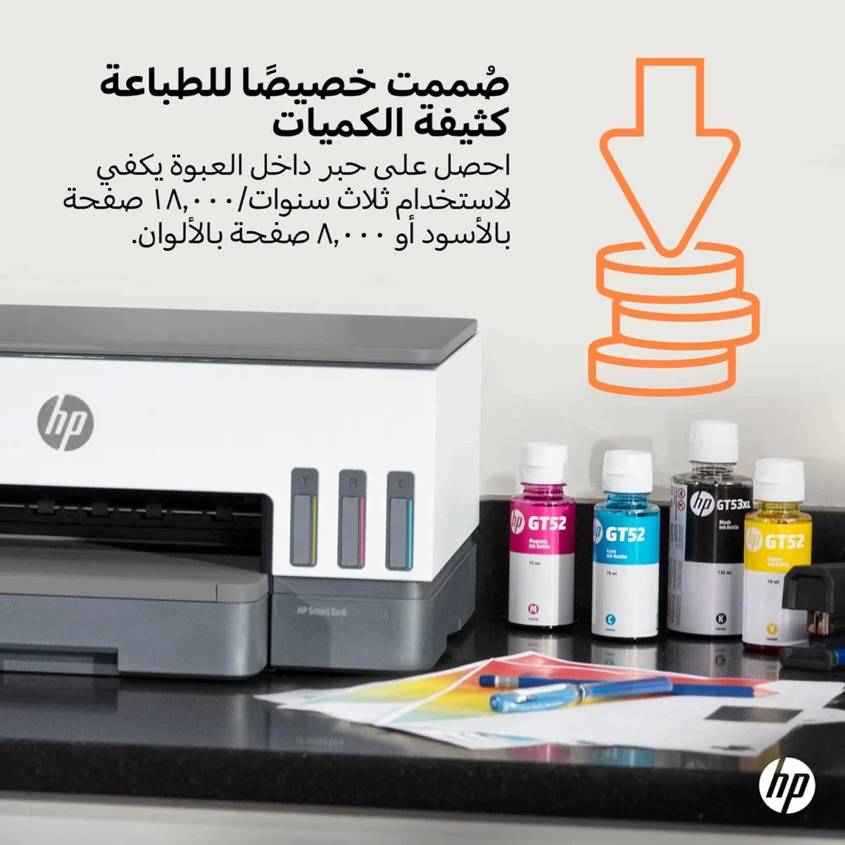 طابعة متعددة الوظائف HP Smart Tank 720 WiFi Duplex نافثة للحبر طباعة ومسح ضوئي ونسخ - Thumbnail 5