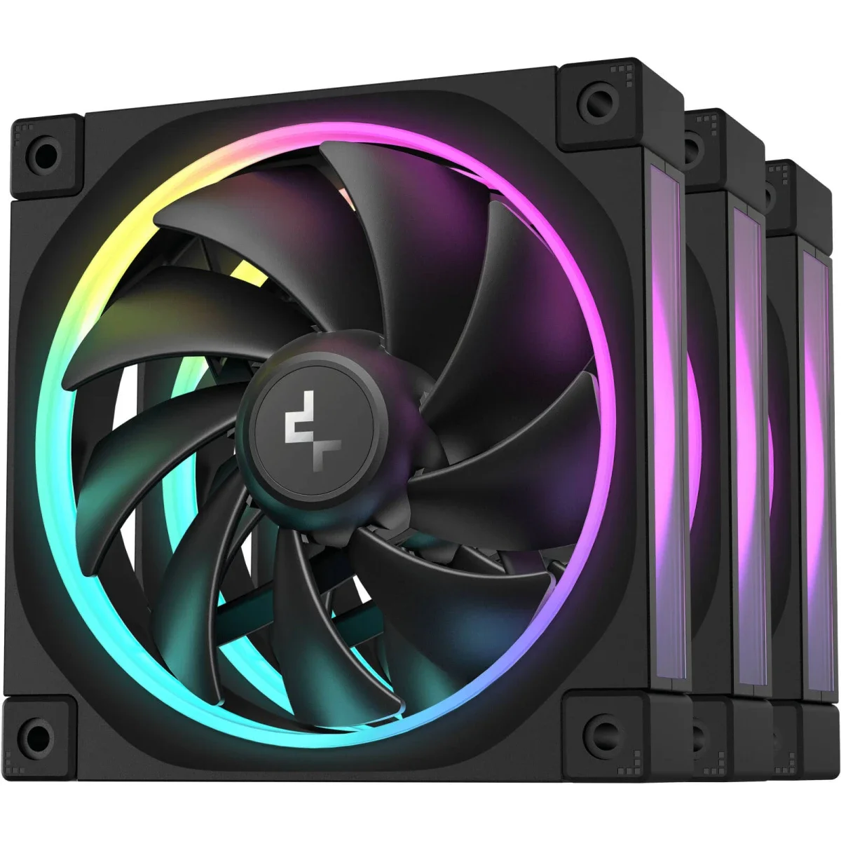 مراوح كيس DeepCool FL12 مقاس 120 مم ARGB PWM عبوة 3 قطع باللون الأسود