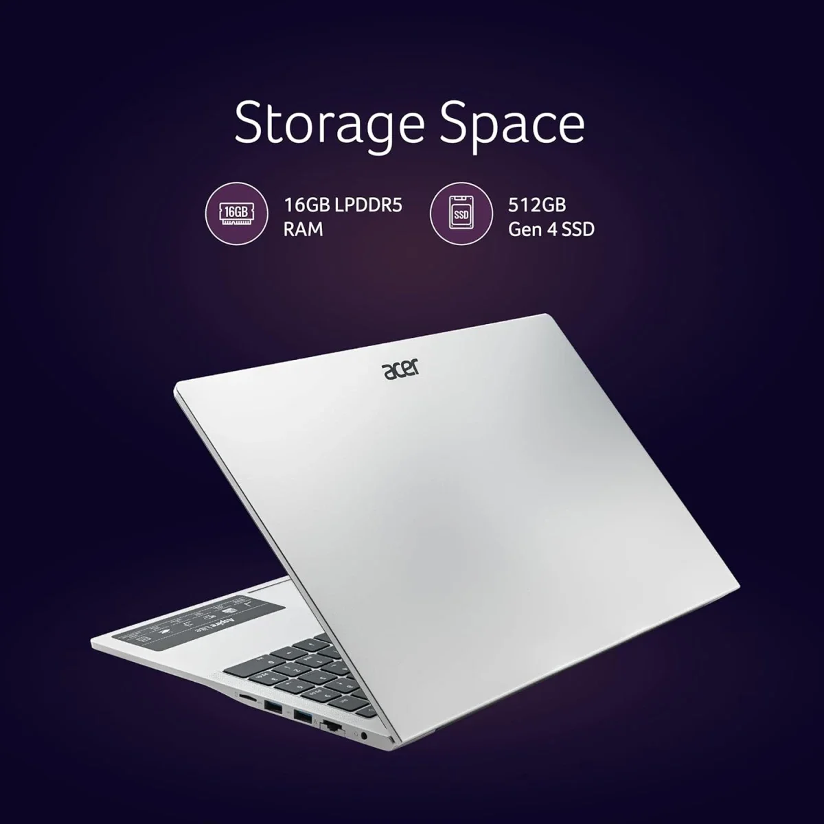 Acer Aspire Lite AL15-72P 15.6-inch IPS Full HD Laptop, Intel Core i7-13620H, 16GB DDR5, 512GB SSD, Silver - Image 4