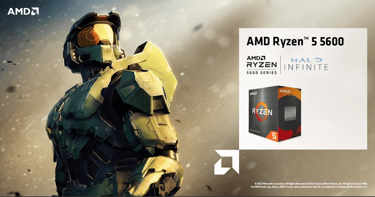 معالج مكتبي AMD Ryzen 5 5600 سداسي النواة 3.5 جيجاهرتز حتى 4.4 جيجاهرتز إصدار Tray بدون مبرد - Thumbnail 3