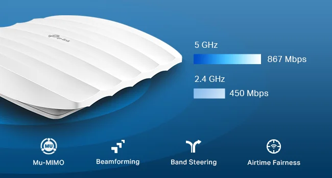 نقطة وصول سقفية TP-LINK EAP225 AC1350 ثنائية النطاق MU-MIMO بمنفذ جيجابت - Thumbnail 9