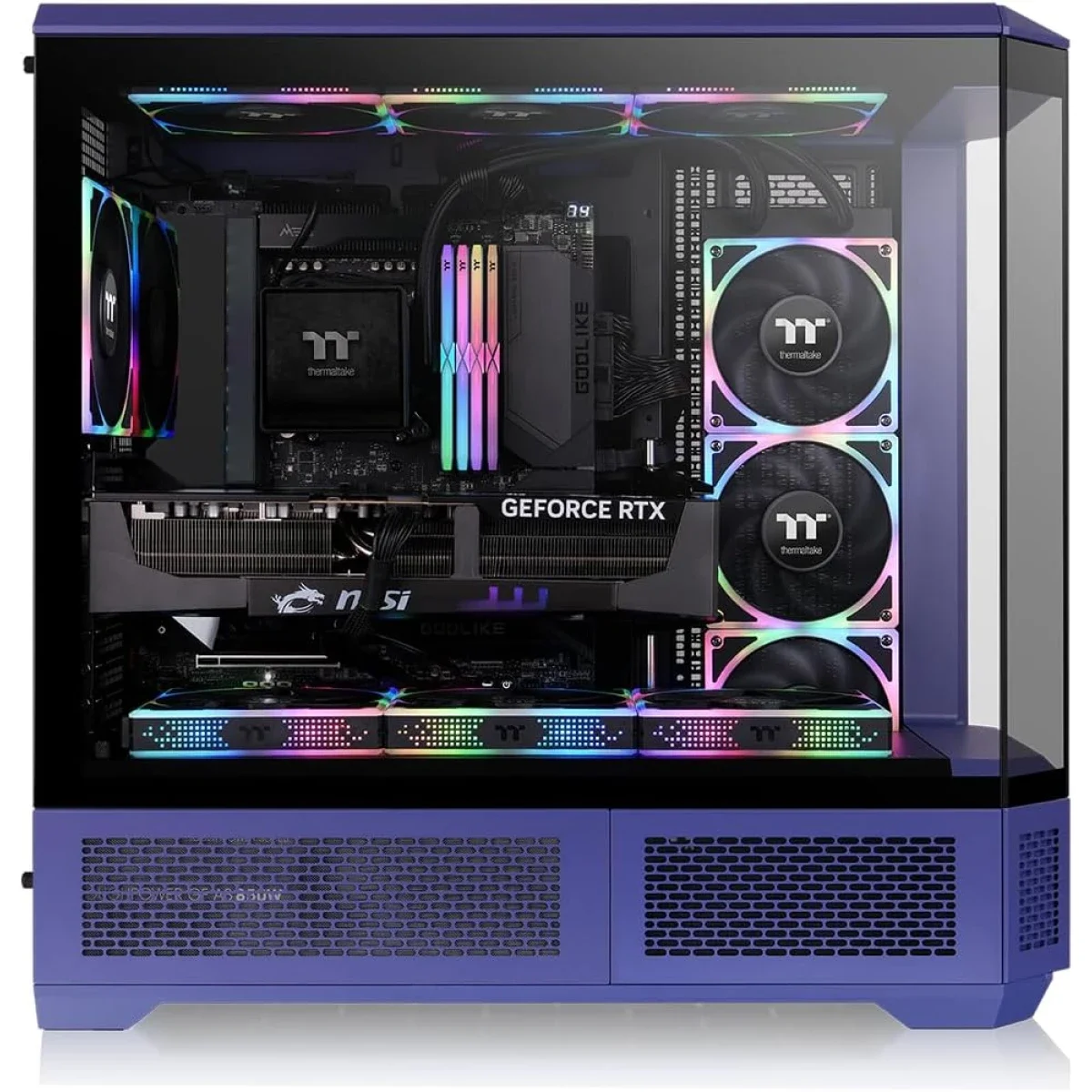 هيكل كمبيوتر Thermaltake View 600 TG فل تاور مع دعم رادياتير 420 مم و6.0 إنش LCD Panel Kit - Future Dusk - Image 3