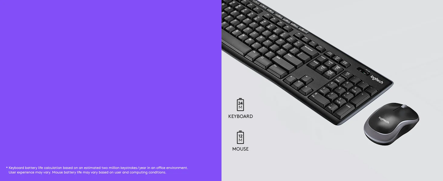 لوحة مفاتيح وماوس لاسلكيان Logitech MK270 بتخطيط عربي/إنجليزي - أسود - Thumbnail 8