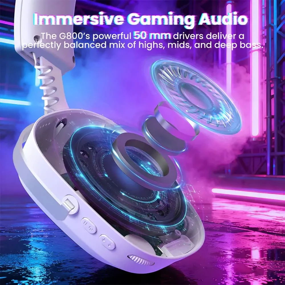 ATTACK SHARK G800 Wireless Gaming Headset - White - Thumbnail 7