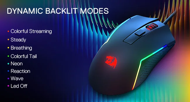 ماوس ألعاب سلكي Redragon M616 RGB بدقة 10000 DPI و6 أزرار قابلة للبرمجة - Thumbnail 12