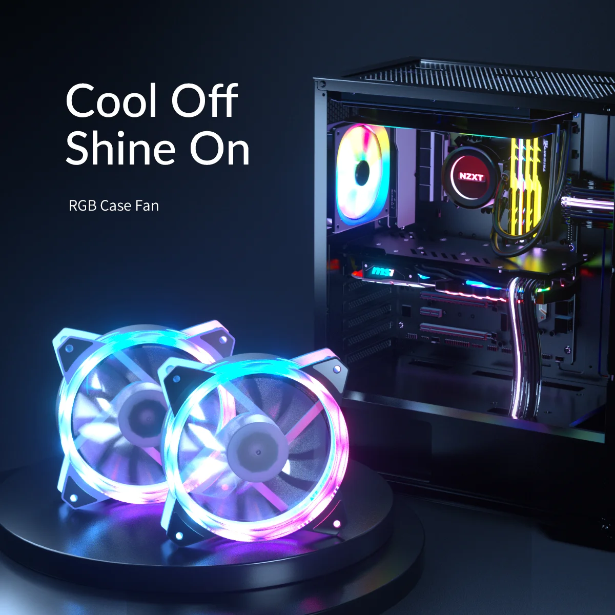 مروحة كيس ORICO ORICO-CSF-6LD-BK-BP بإضاءة RGB حلقية 120×120×25 مم، 4+3 Pin - Image 8