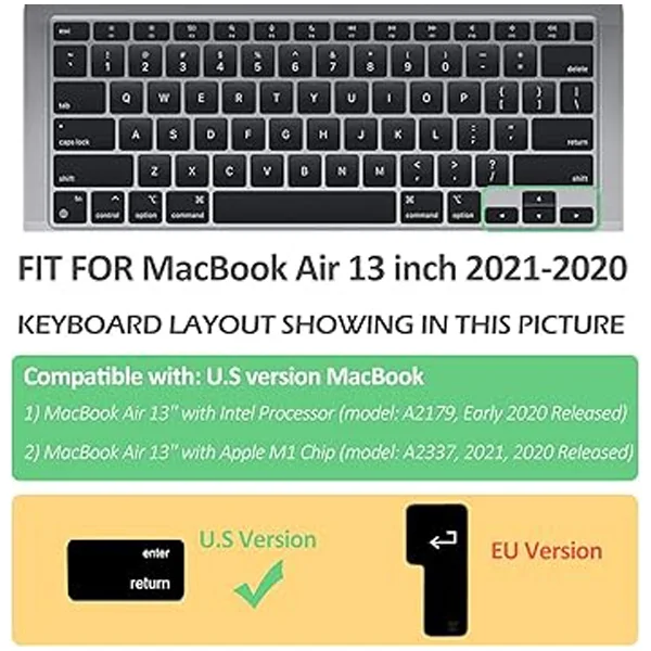 غطاء لوحة مفاتيح Apple MacBook Air باللغة العربية لطرازي A2179 وA2337 بتخطيط US مع Touch ID - Thumbnail 3