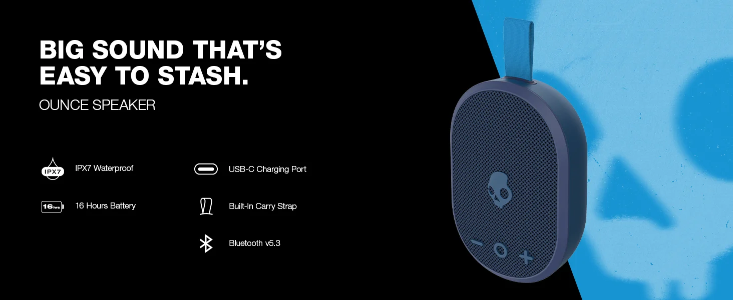 مكبر صوت محمول صغير لاسلكي Skullcandy Ounce بلوتوث، أحمر - Image 6