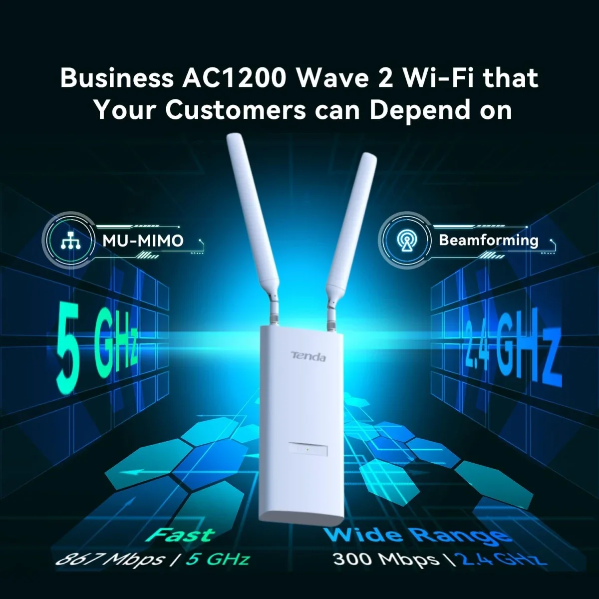 نقطة وصول Wi‑Fi داخلية/خارجية مزدوجة النطاق Tenda OAP1200 AC1200 - Thumbnail 6