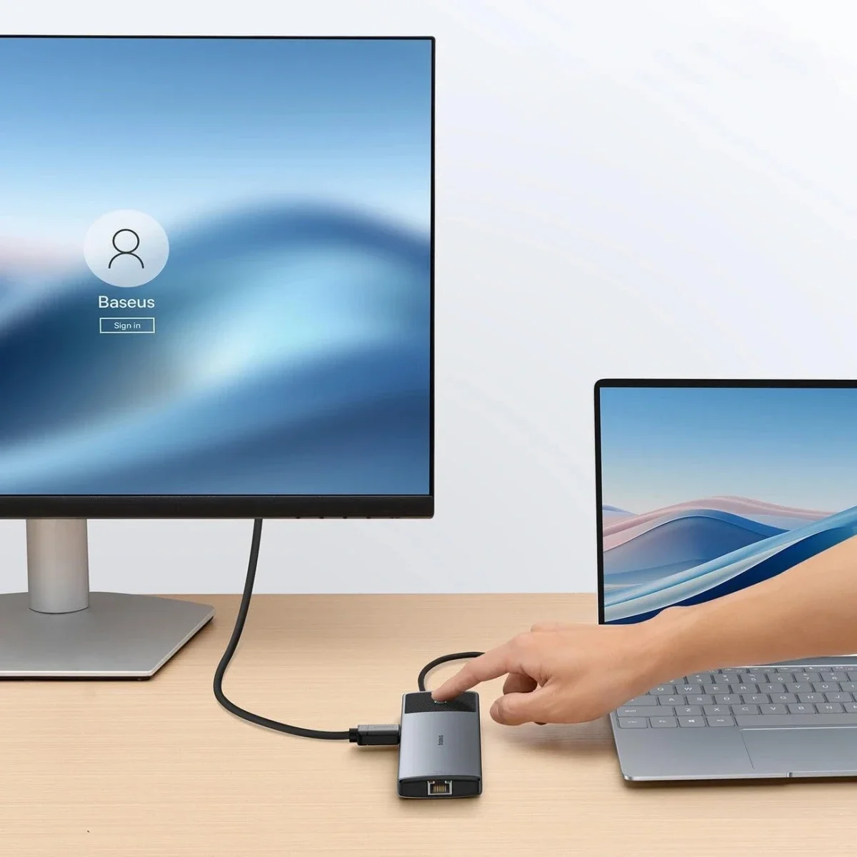موزع USB-C Baseus Metal Gleam II Series 10 في 1 مع HDMI 4K 60Hz وRJ45 وSD/TF ومنفذ 3.5mm وPD 100W - Space Grey - Image 5