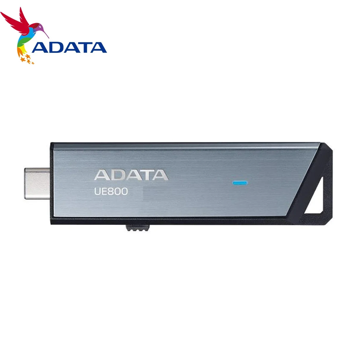 فلاش USB ADATA UE800 بسعة 1000GB وUSB 3.2 Gen 2 ومنفذ Type-C، رمادي فضي