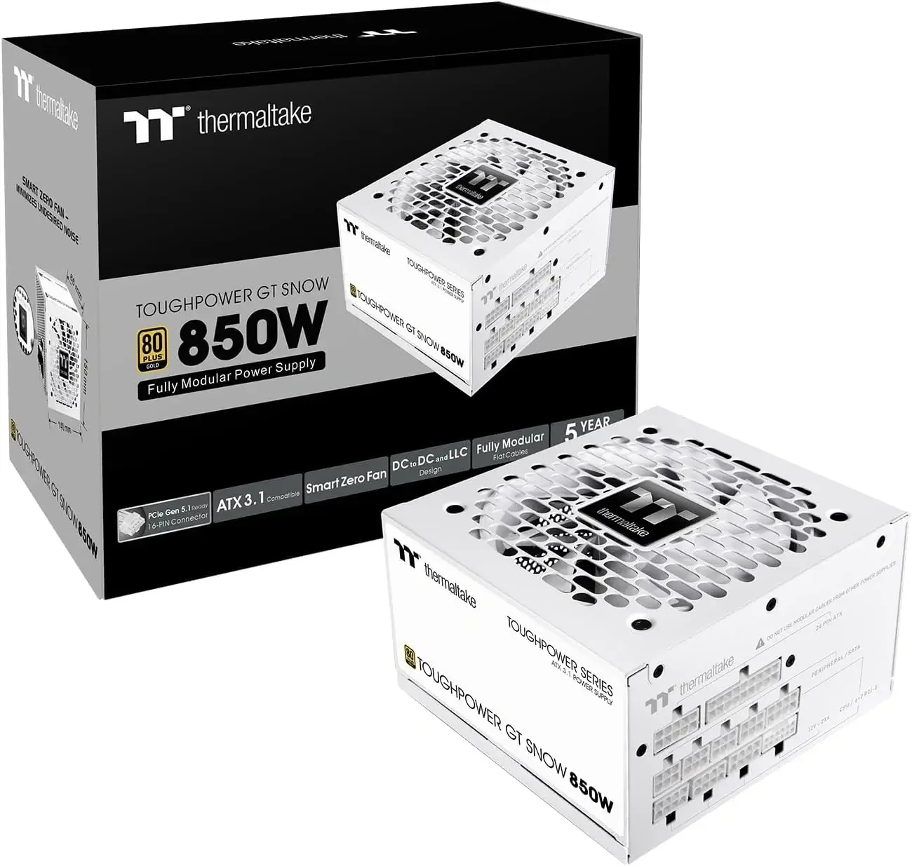 مزود كهرباء للكمبيوتر Thermaltake Toughpower GT 850W Snow ATX 3.1 80 Plus Gold