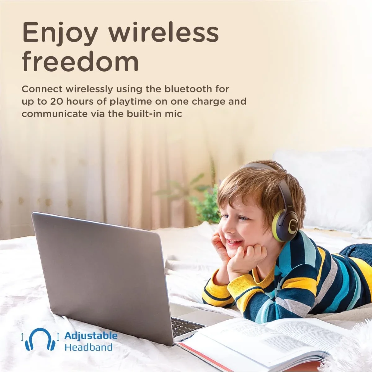 Promate Coddy Kids Wired & Wireless Headphones, 85dB-93dB Safe Volume, 20H Playtime, Emerald - Thumbnail 2
