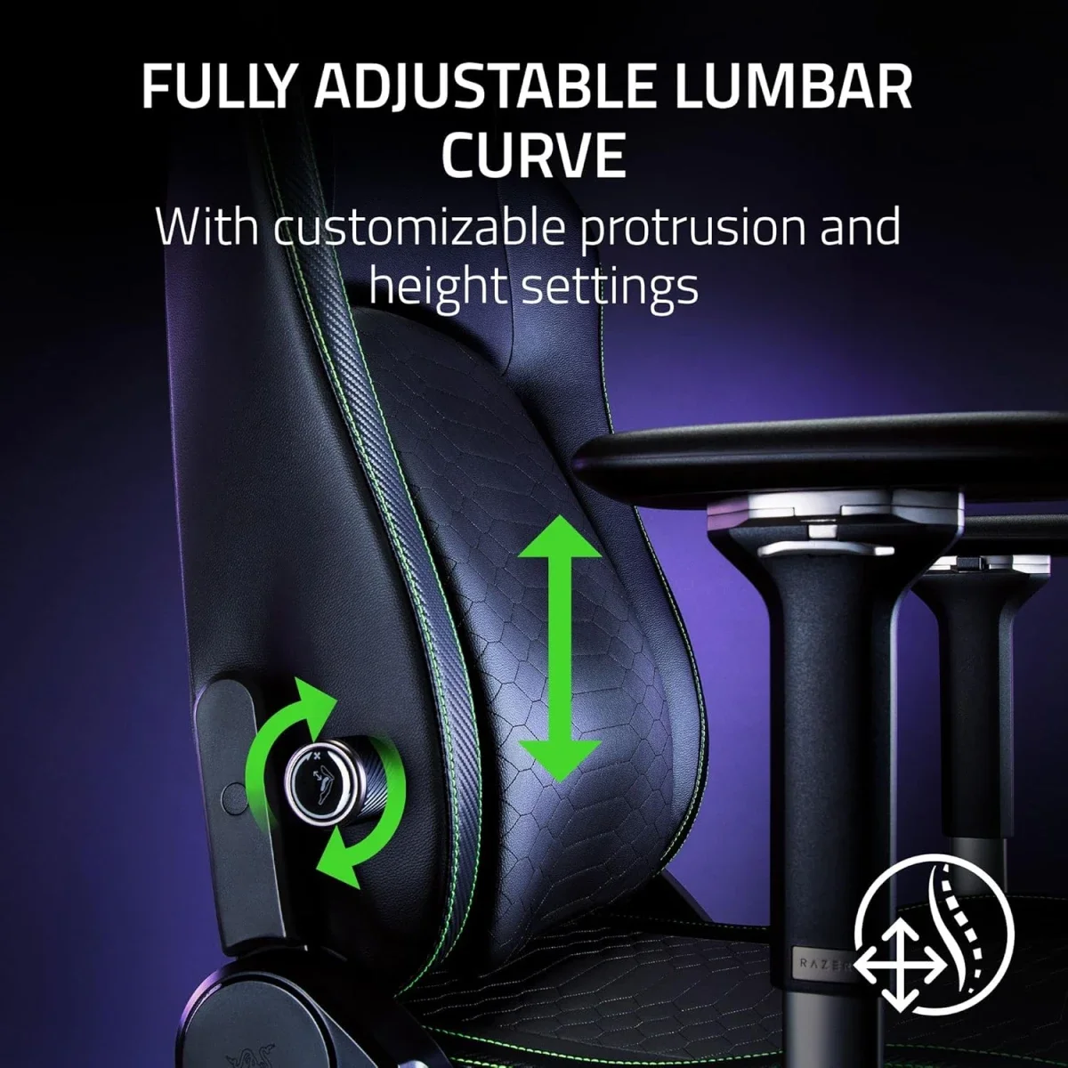 كرسي ألعاب Razer Iskur V2 قماش، إسفنج عالي الكثافة، مساند ذراع 4D، تحمل 136 كغ، دعم متكيف، إمالة مقعد تفاعلية وإمالة ظهر حتى 152°، رمادي داكن - Image 12