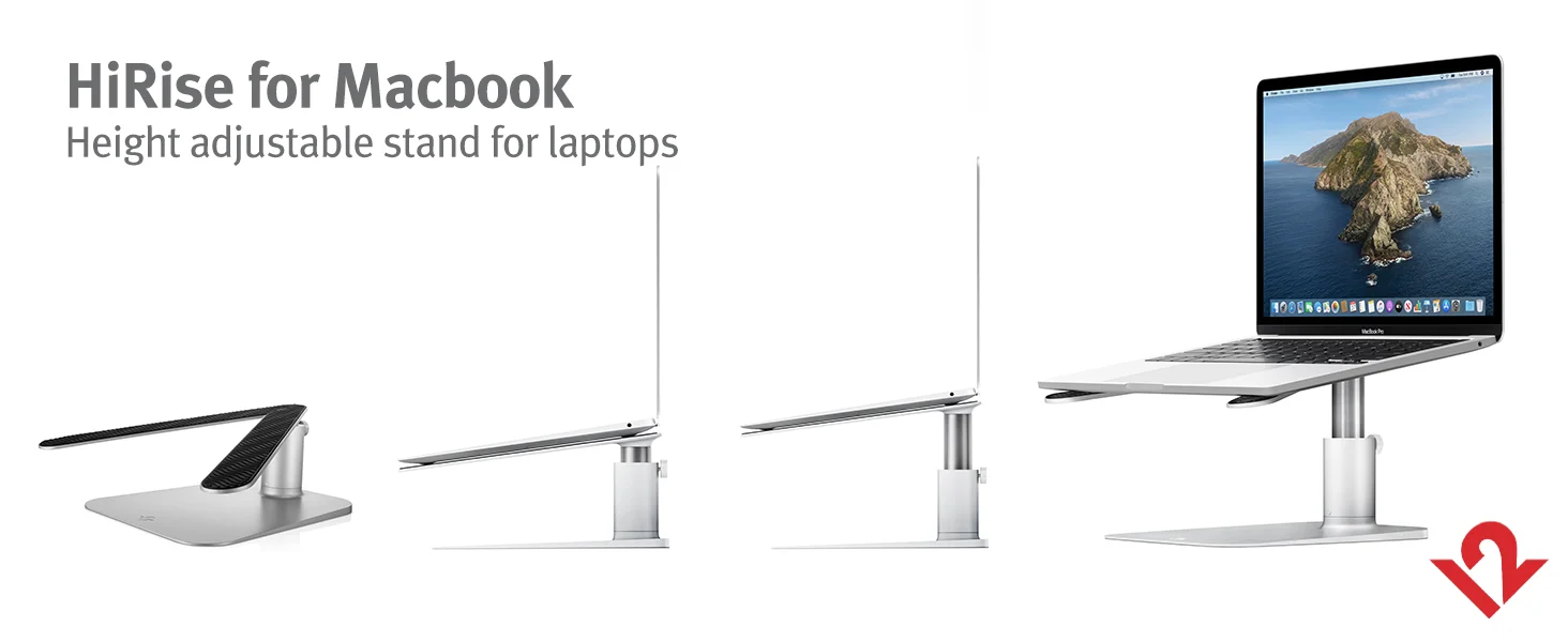 Twelve South HiRise Adjustable Ergonomic Laptop and MacBook Stand - Silver - Thumbnail 9