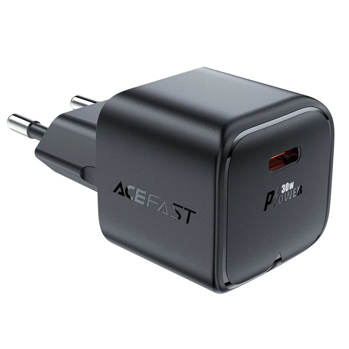 شاحن جداري ACEFAST A77 Mini بقدرة 30 واط GaN USB-C PD، قابس أوروبي - أسود - Thumbnail 2