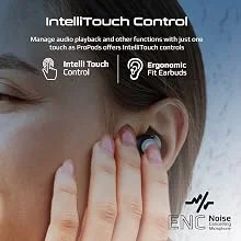 سماعات Promate ProPods لاسلكية بالكامل بتقنية ANC وبلوتوث 5.3 مع ميكروفون، تشغيل 25 ساعة، أسود - Thumbnail 12