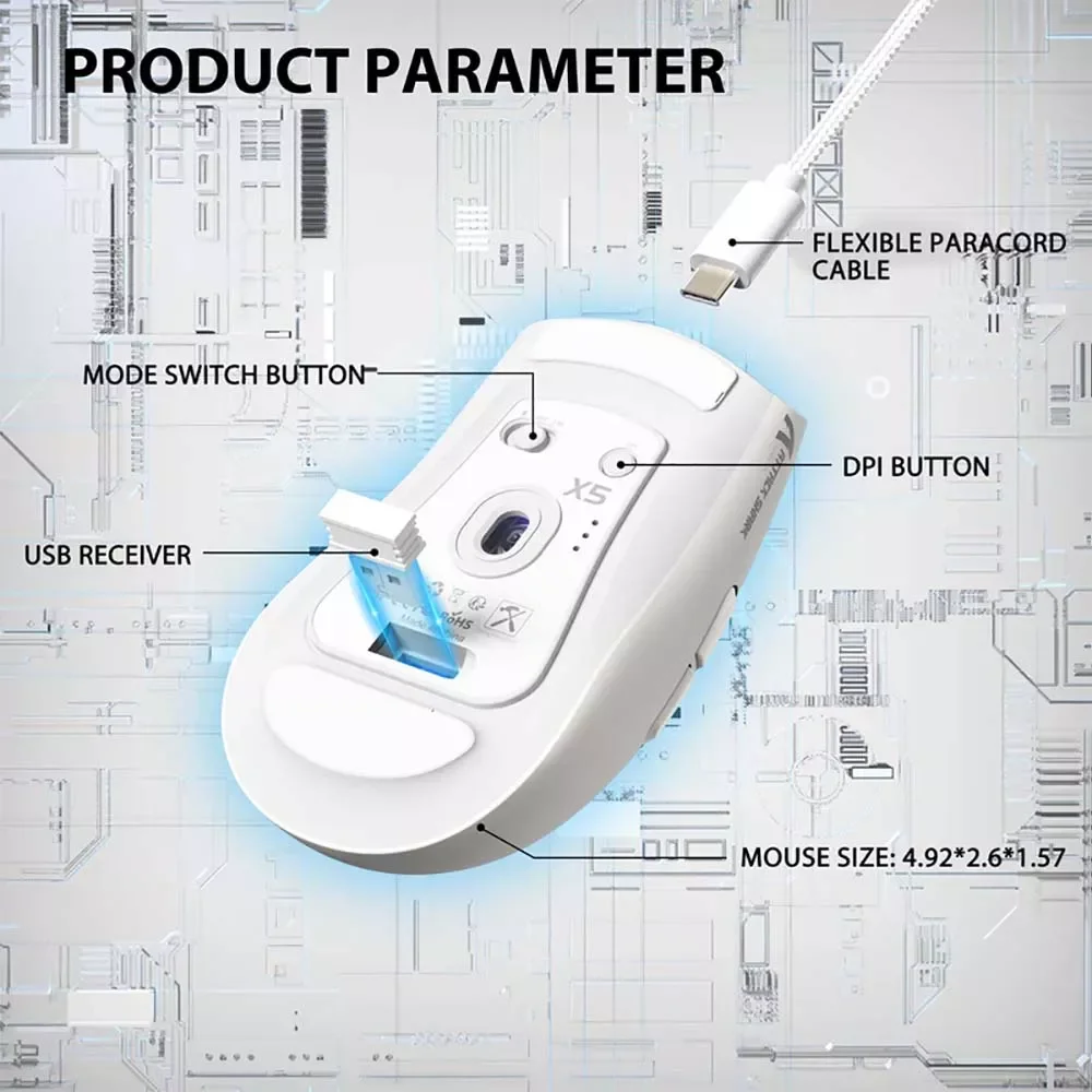 ATTACK SHARK X5 Wireless Gaming Mouse - White - Thumbnail 15