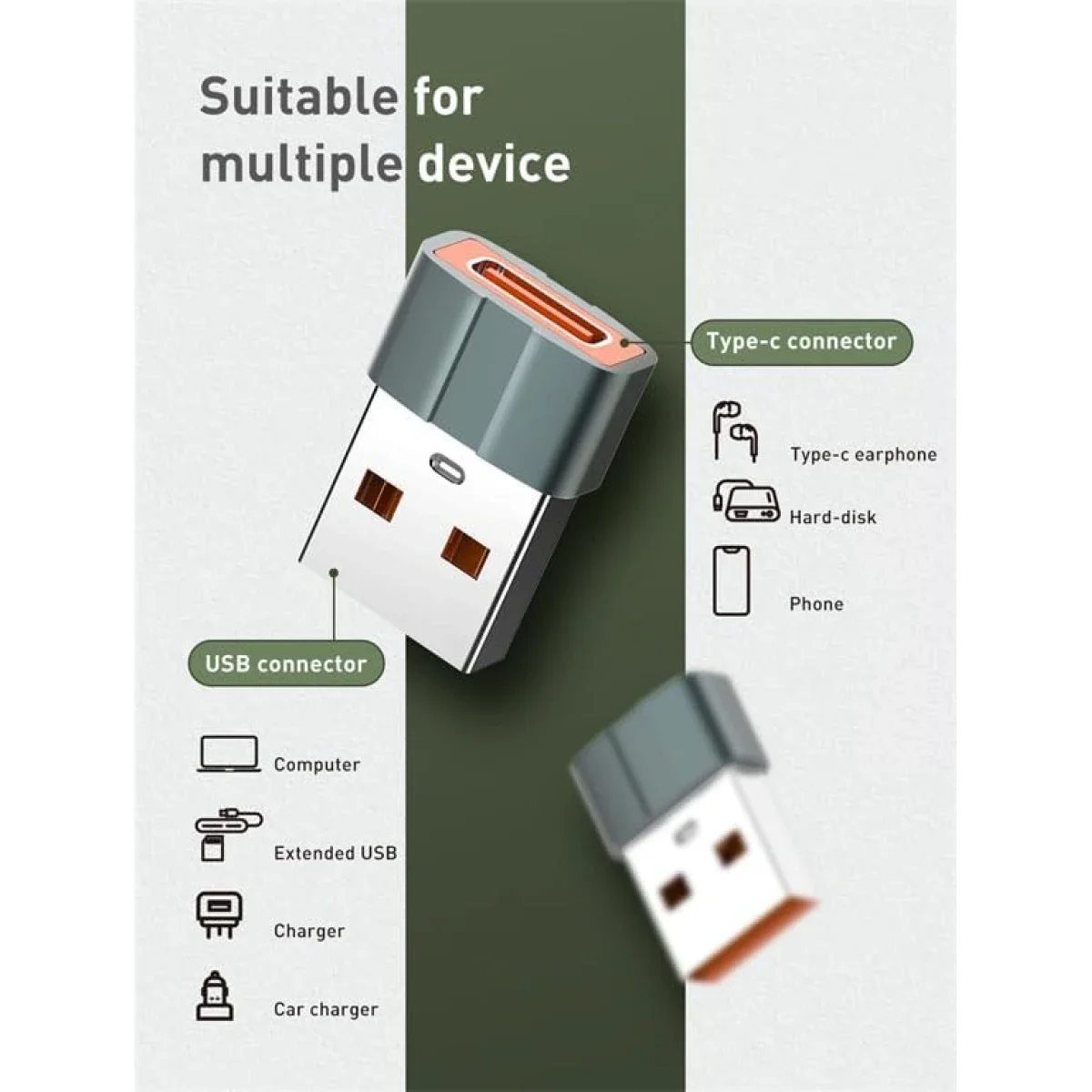 محول LDNIO LC150 من USB-C أنثى إلى USB ذكر لون رمادي - Image 5