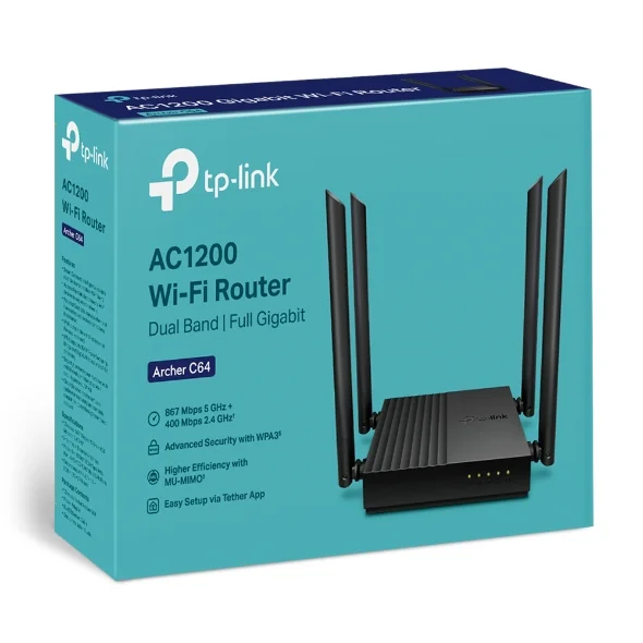 TP-LINK Archer C64 AC1200 Dual-Band MU-MIMO Gigabit Wi-Fi Router - Image 3
