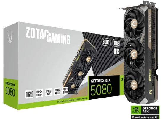 ZOTAC GAMING GeForce RTX 5080 SOLID CORE OC 16GB GDDR7 Graphics Card