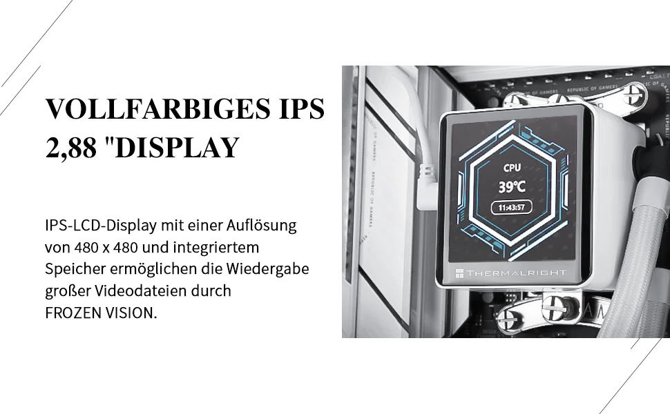 مبرد مائي للمعالج Thermalright Frozen Vision 360 باللون الأبيض مع مروحة PWM مقاس 120 مم وشاشة IPS LCD مقاس 2.88 إنش - Image 9