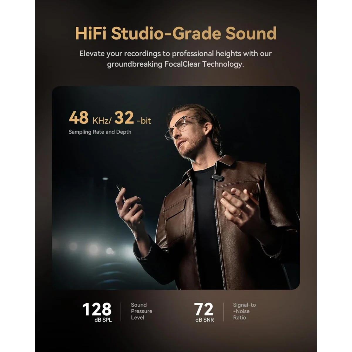 ميكروفون لافالير لاسلكي Hollyland LARK MAX 2 كومبو مع إلغاء ضوضاء بالذكاء الاصطناعي وصوت 32 بت ومدى 340 متر - أسود - Image 2