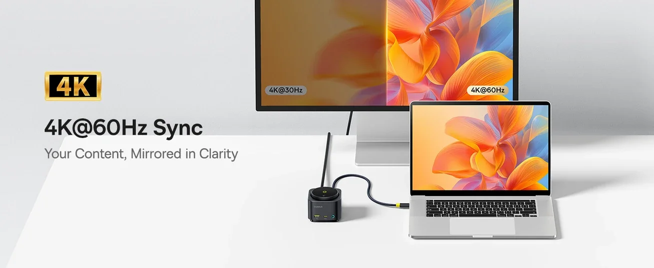 موزع USB-C Baseus MagPro Series II 7 في 1 مع شاحن لاسلكي Qi2 بقدرة 15W ومنفذ HDMI بدقة 4K@60Hz وشحن PD بقدرة 100W وسرعة 10Gbps وقارئ بطاقات SD - أسود - Image 14
