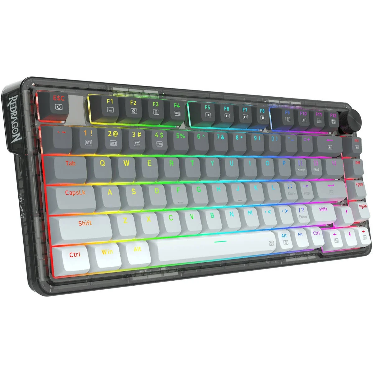 كيبورد ألعاب ميكانيكي Redragon K673GG PRO لاسلكي RGB بنسبة 75%، 81 مفتاح، سويتش أحمر