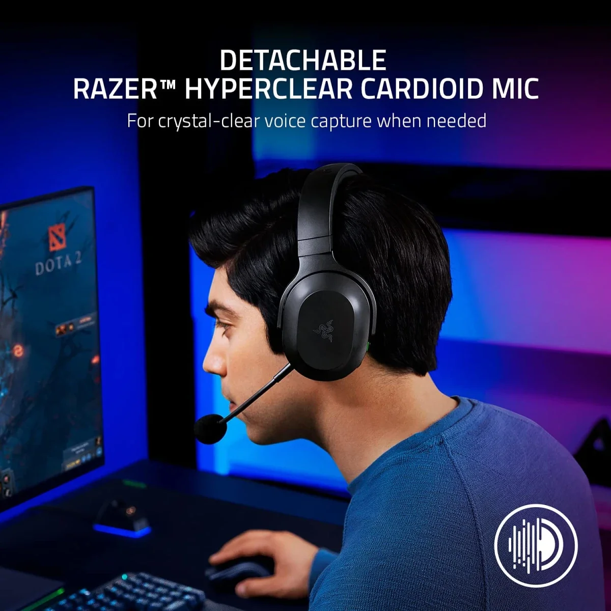 Razer Barracuda X Wireless Gaming & Mobile Headset with Bluetooth, 40mm Drivers, Detachable Mic, 50-Hour Battery - Black - Thumbnail 4