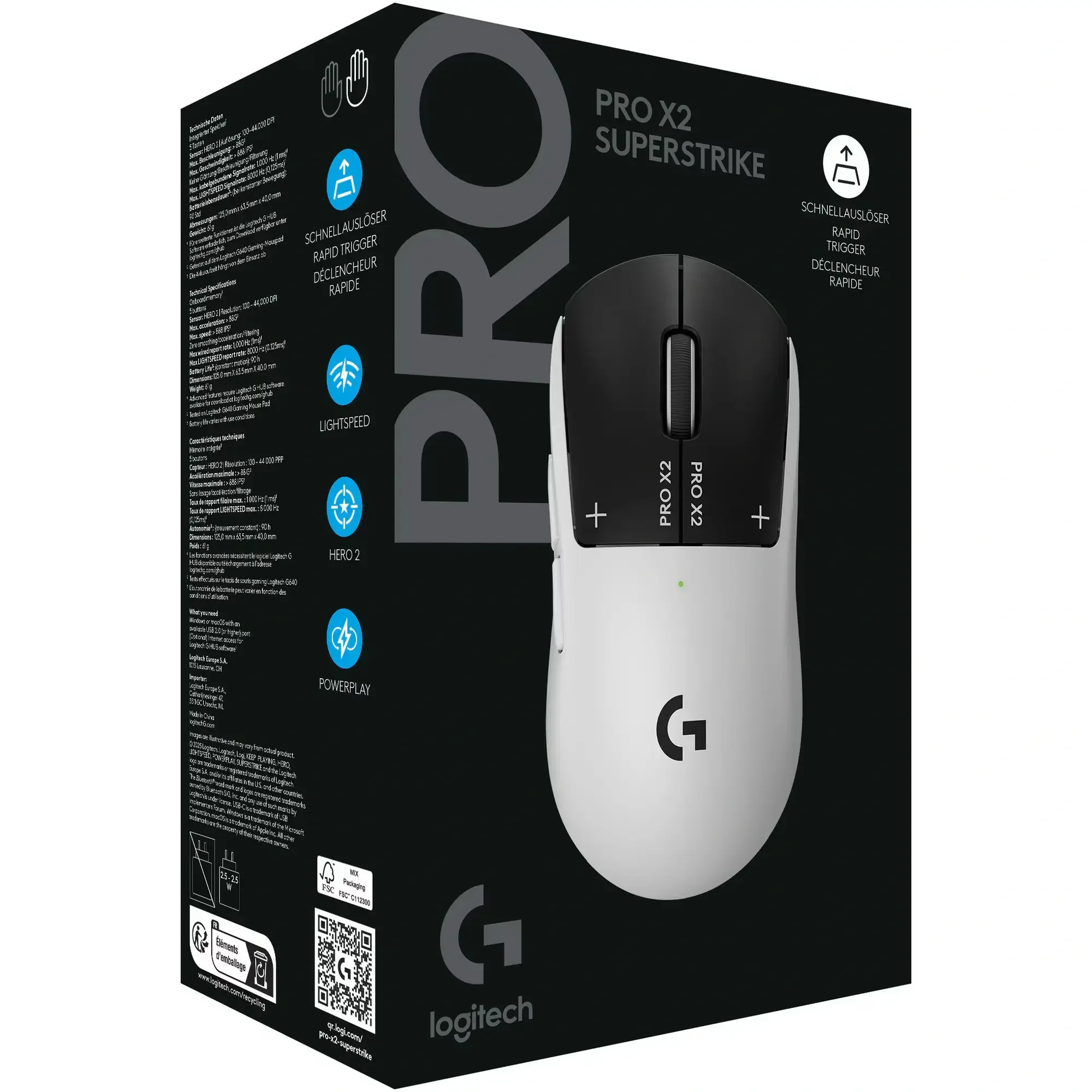 Logitech PRO X2 SUPERSTRIKE LIGHTSPEED Wireless Magnetic Gaming Mouse - Image 3