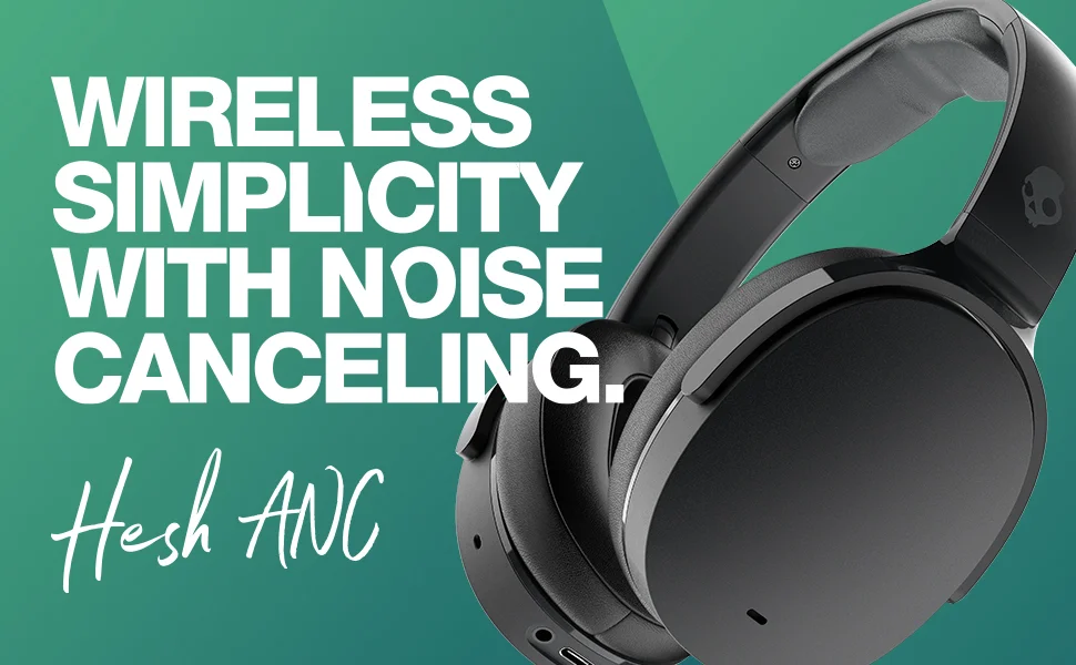 سماعات رأس Skullcandy Hesh ANC لاسلكية بتقنية Bluetooth فوق الأذن مع إلغاء الضوضاء النشط وبطارية 22 ساعة، أسود حقيقي - Thumbnail 7