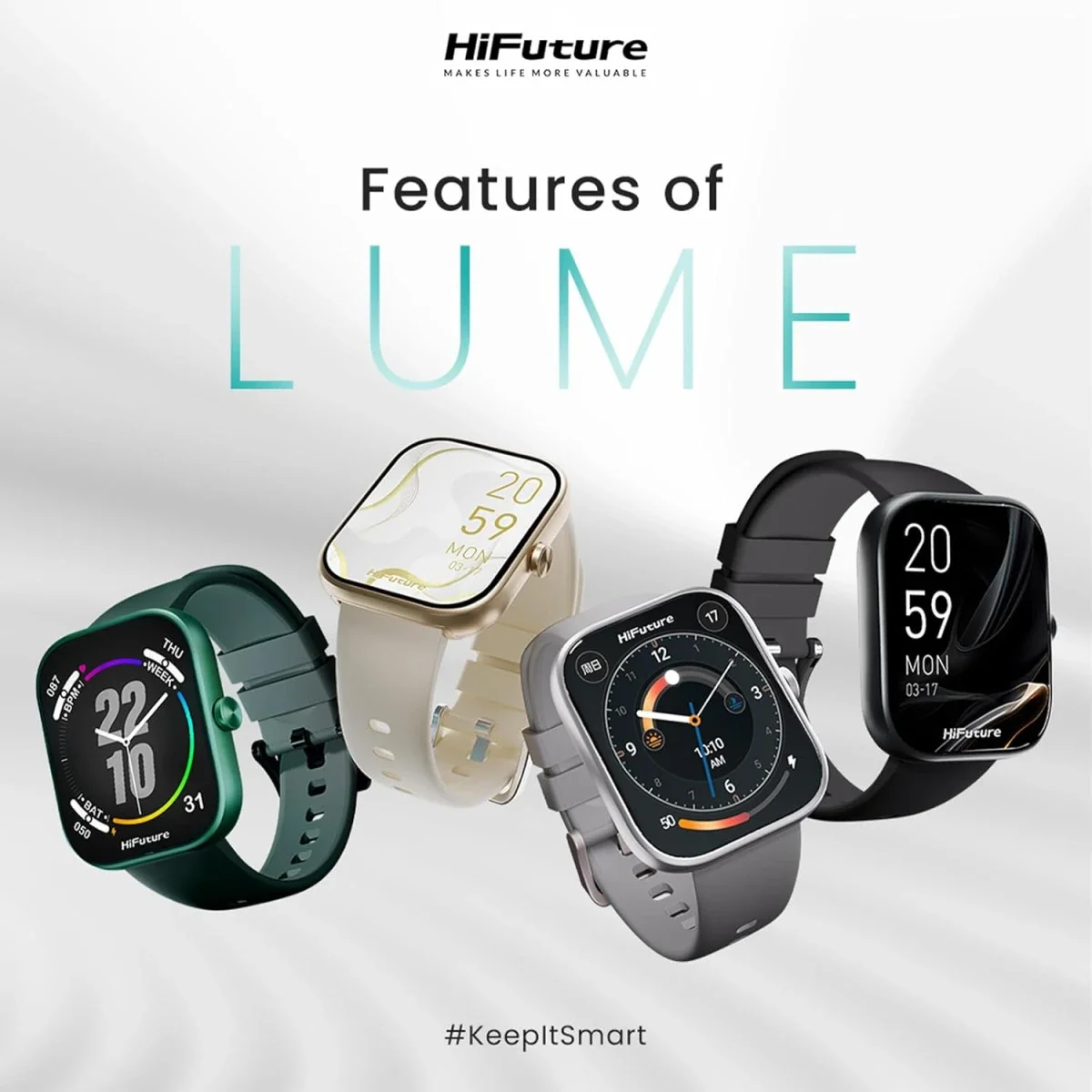 ساعة ذكية HiFuture LUME بشاشة IPS مقاس 1.85 إنش ومكالمات لاسلكية، أسود - Thumbnail 3