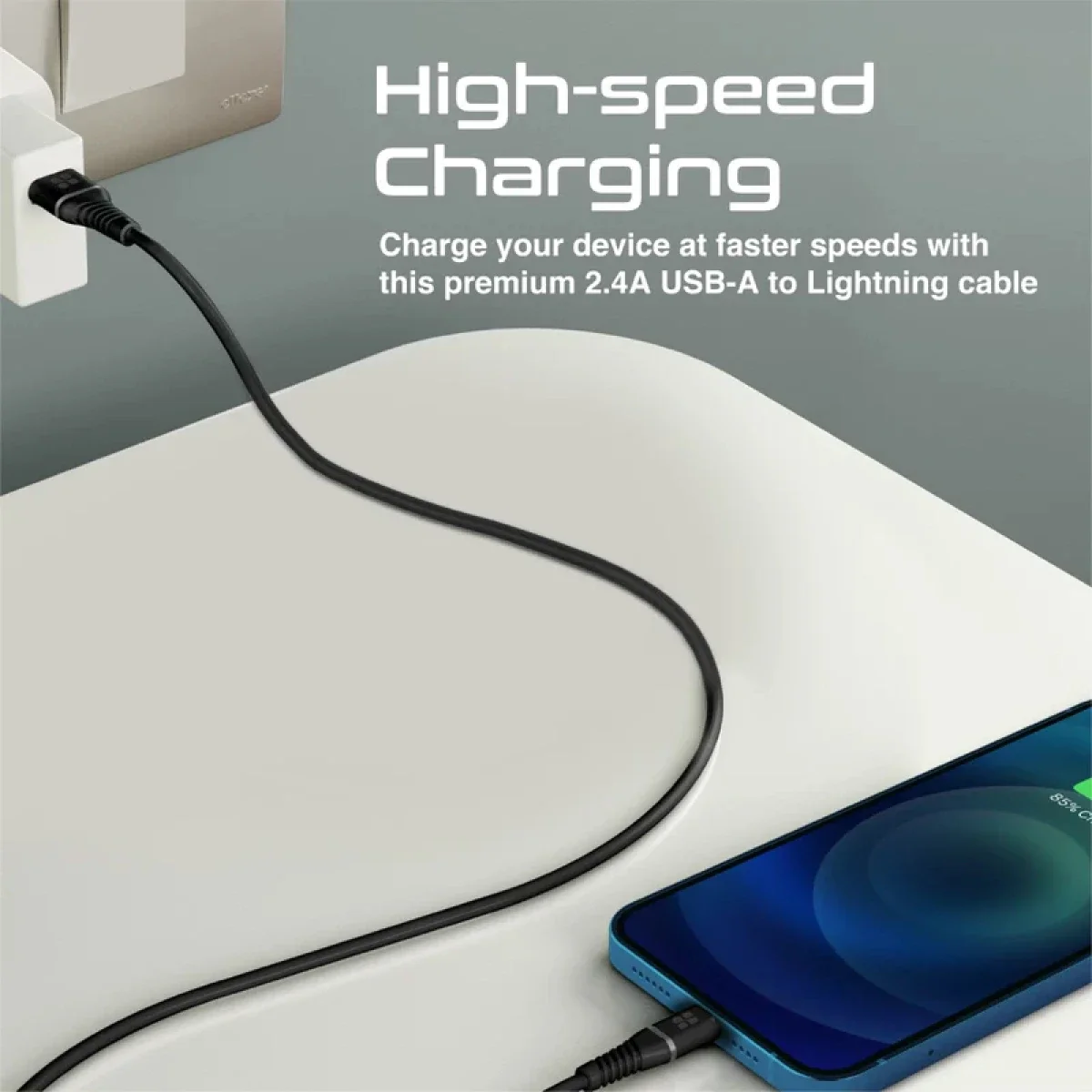Promate PowerLine-Ai120 USB-A to Lightning Cable 2.4A 120 cm Silicone White - Thumbnail 3