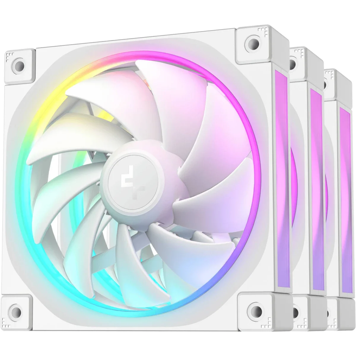 مراوح كيس DeepCool FL12 120mm ARGB PWM ثلاثية باللون الأبيض - Image 1