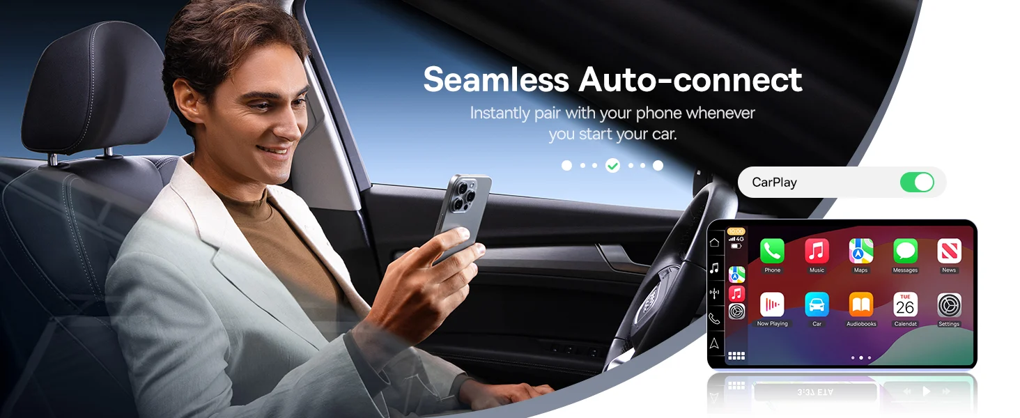 Baseus PrimeTrip Wireless CarPlay Adapter for iPhone, Grey - Thumbnail 18