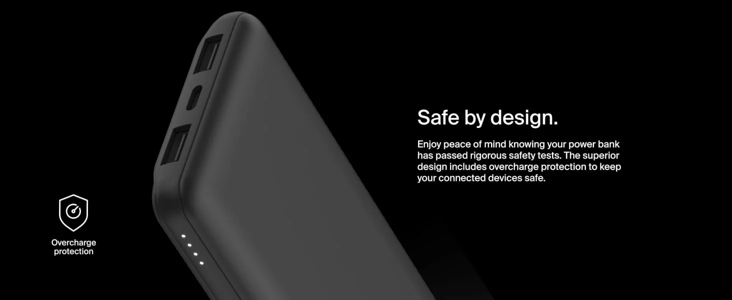 Belkin BoostCharge 10,000mAh USB-C Power Bank with 2 USB-A Ports, 15W - Black - Thumbnail 12